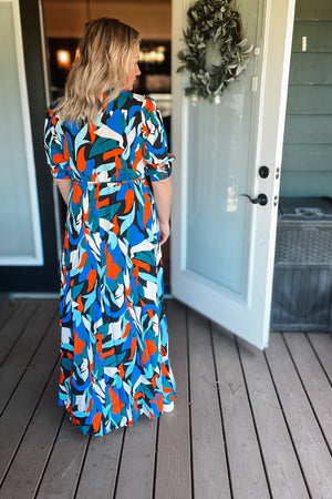 Island Time Wrap Maxi Dress: Blue Multi
