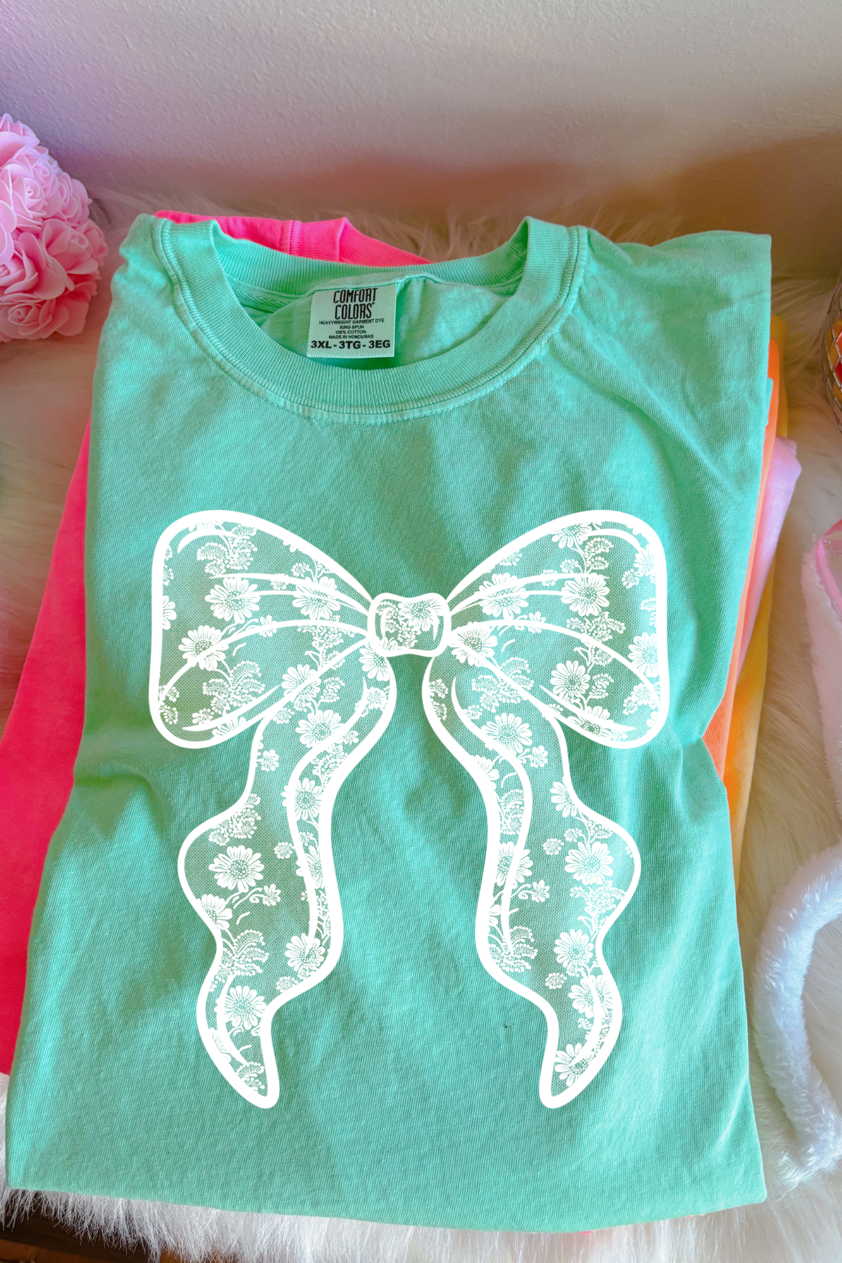 Lace Bow Tee: Island Reef