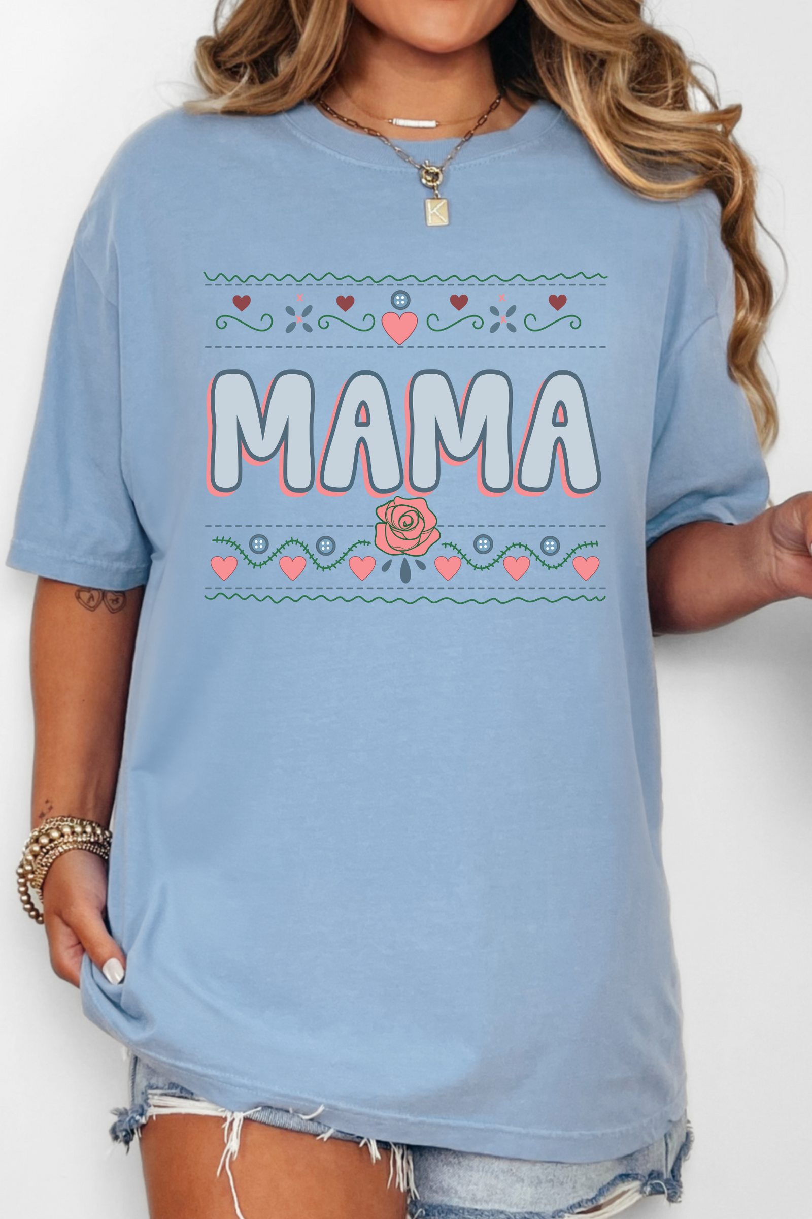 Vintage Mama Tee: Washed Denim