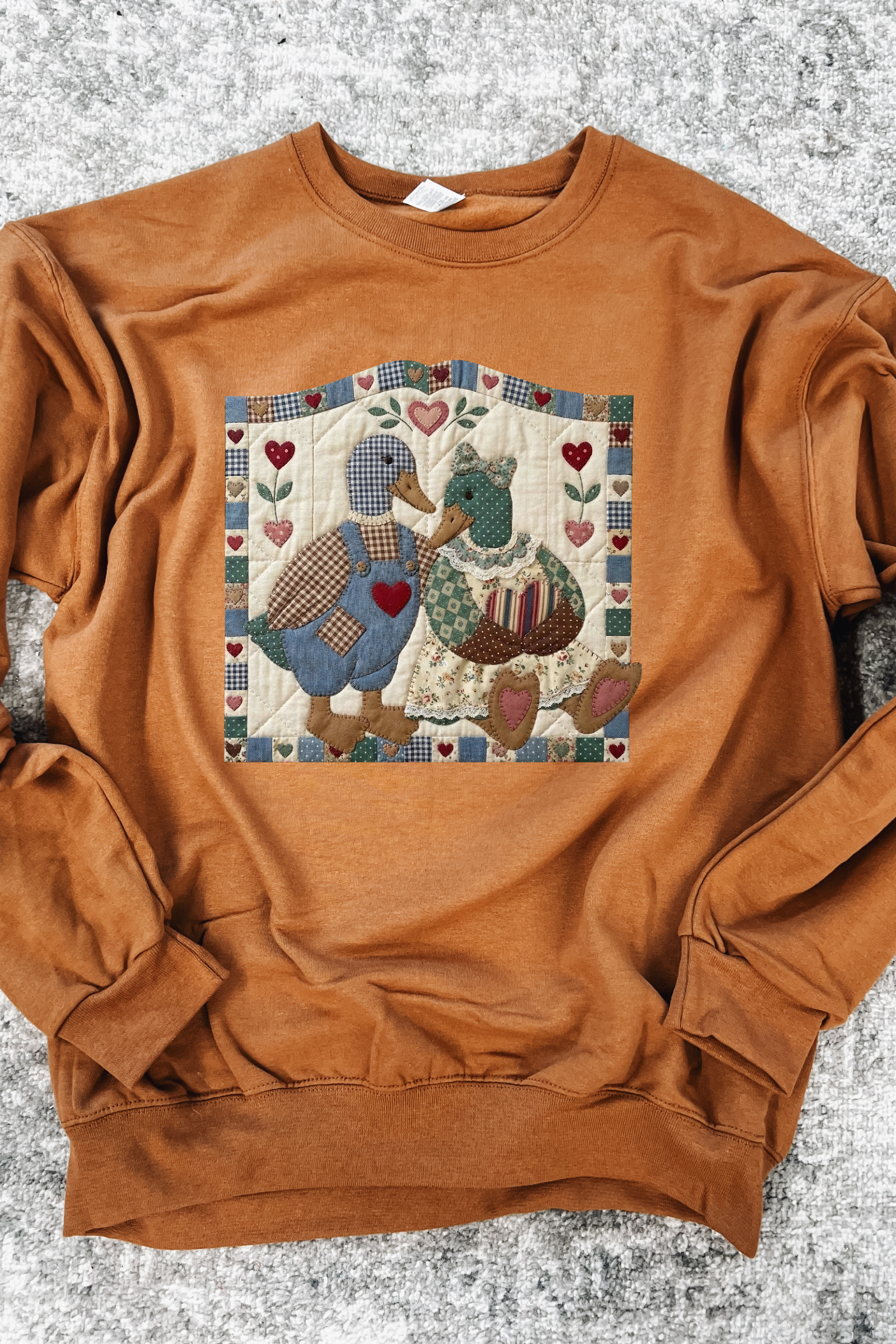 Quilted Geese Crewneck Sweatshirt: Golden Pecan