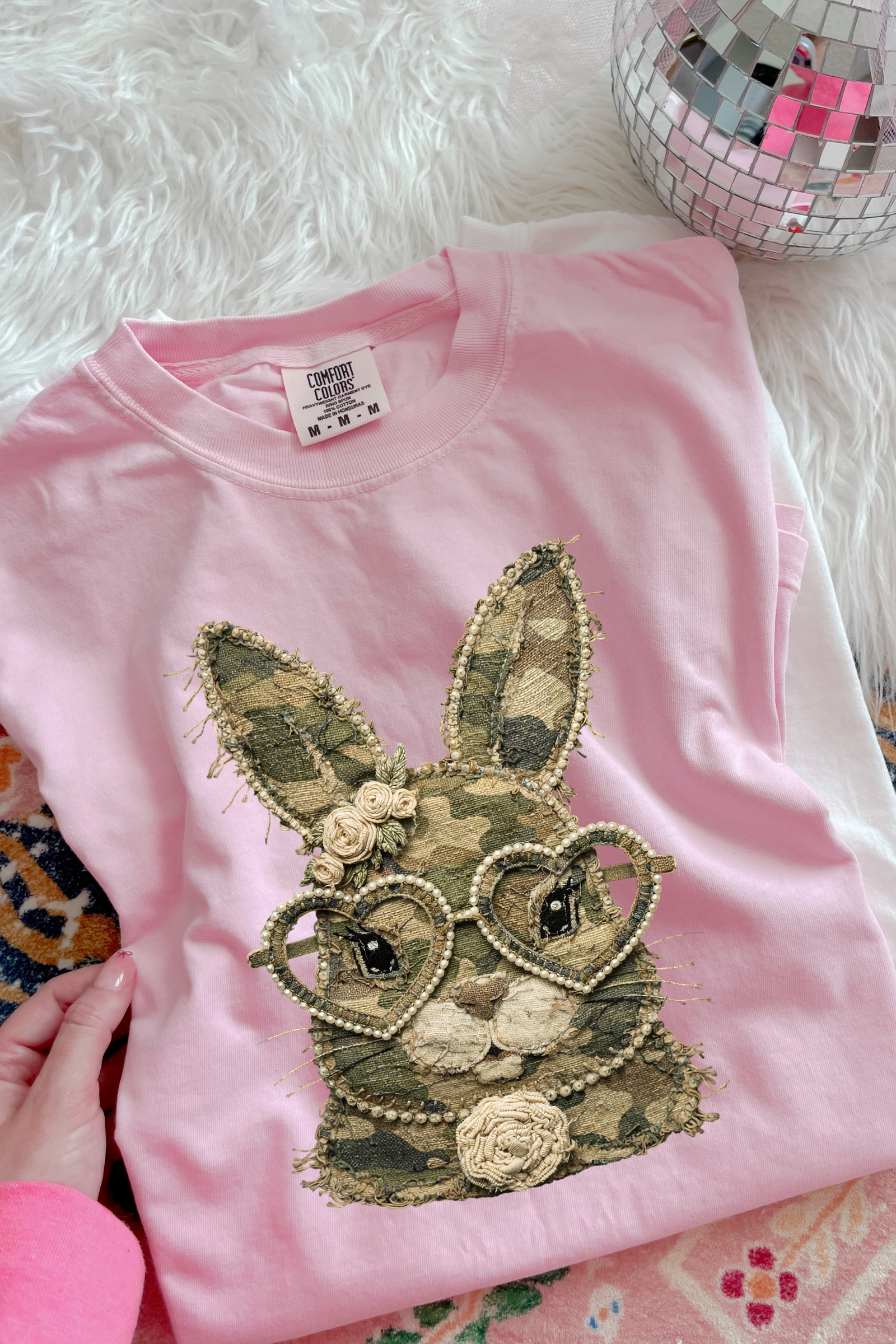 Camo Bunny with Glasses Tee: Blossom