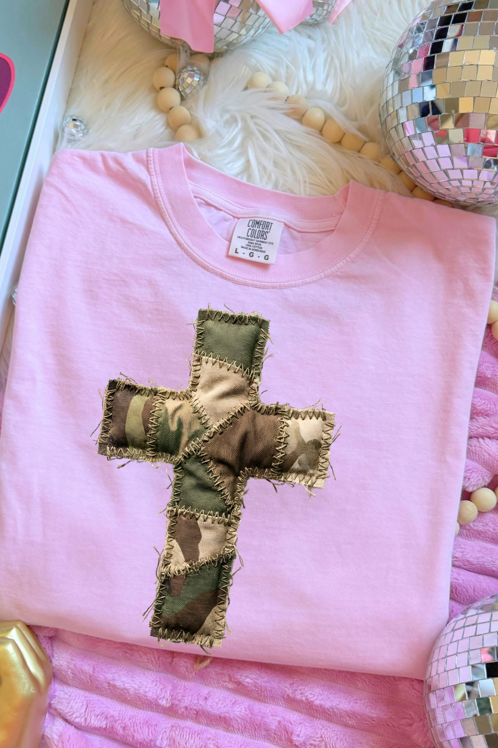 Camo Cross Tee: Blossom