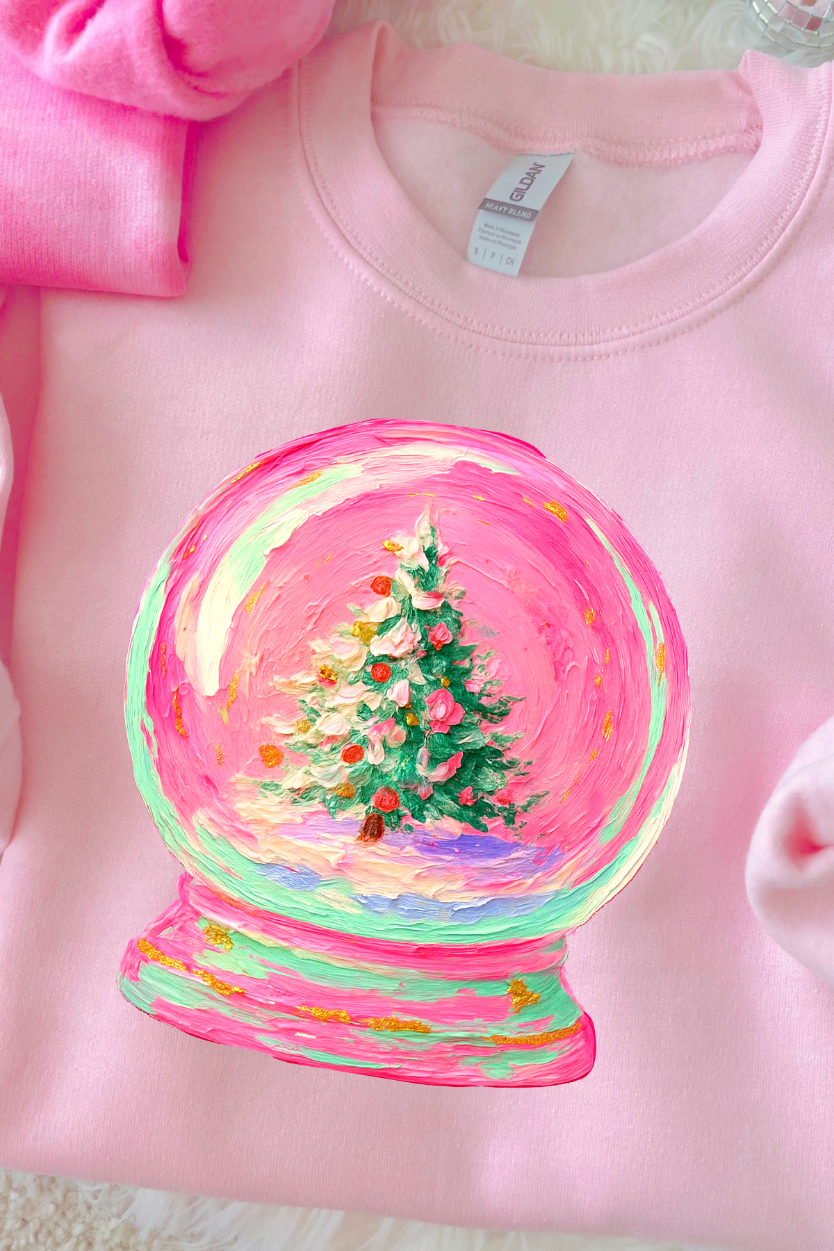 *Black Friday* Snowglobe Sweatshirt: Light Pink