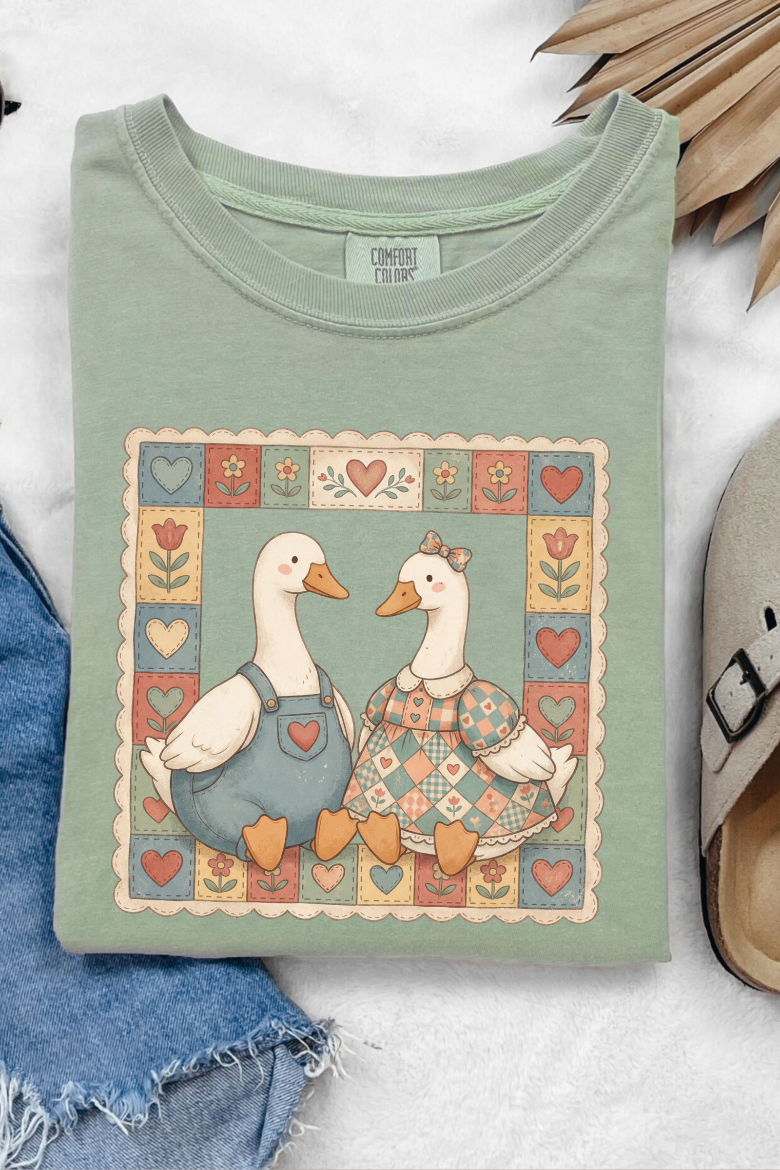 Thrifted Geese Tee: Bay