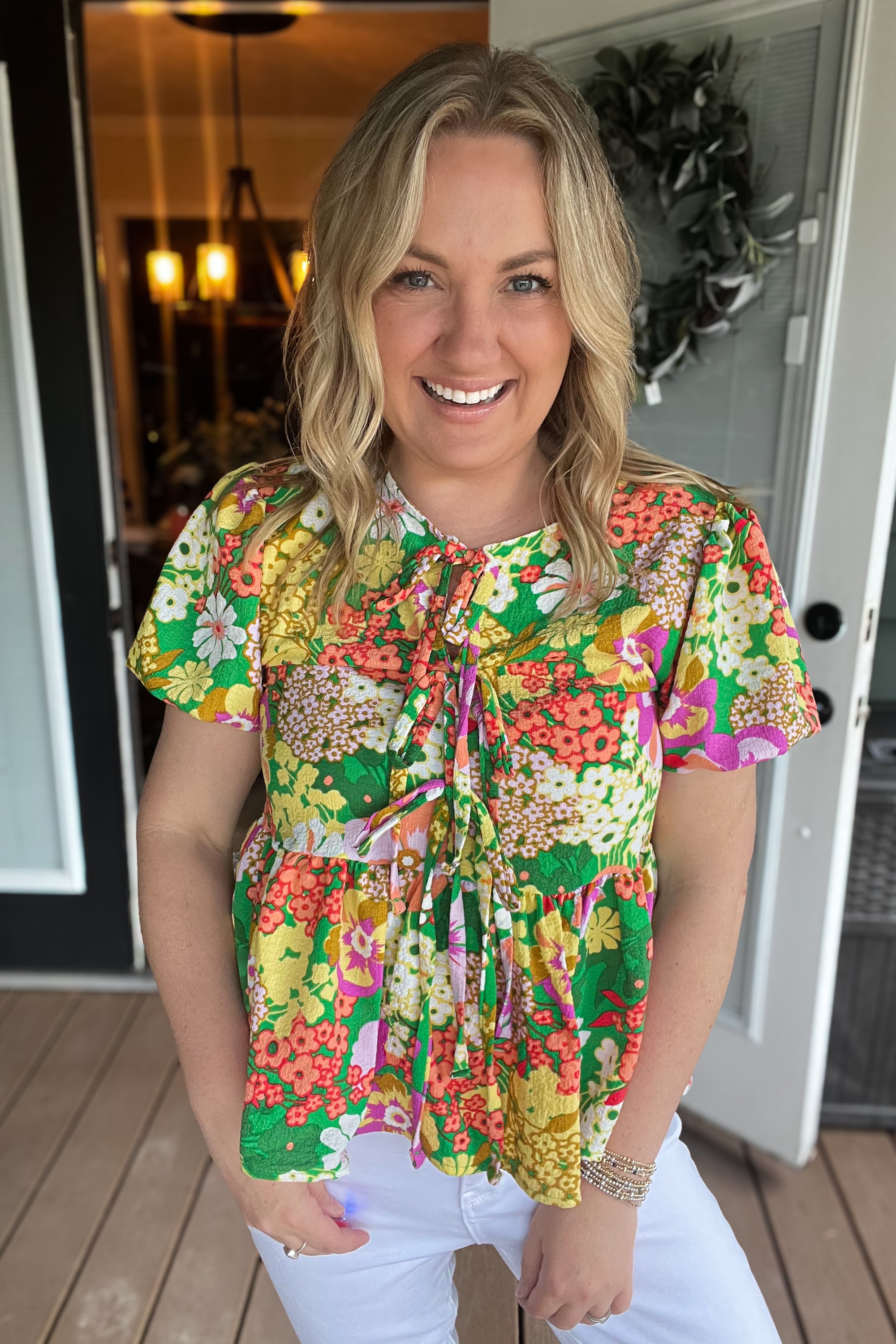Willow Top: Green Multi