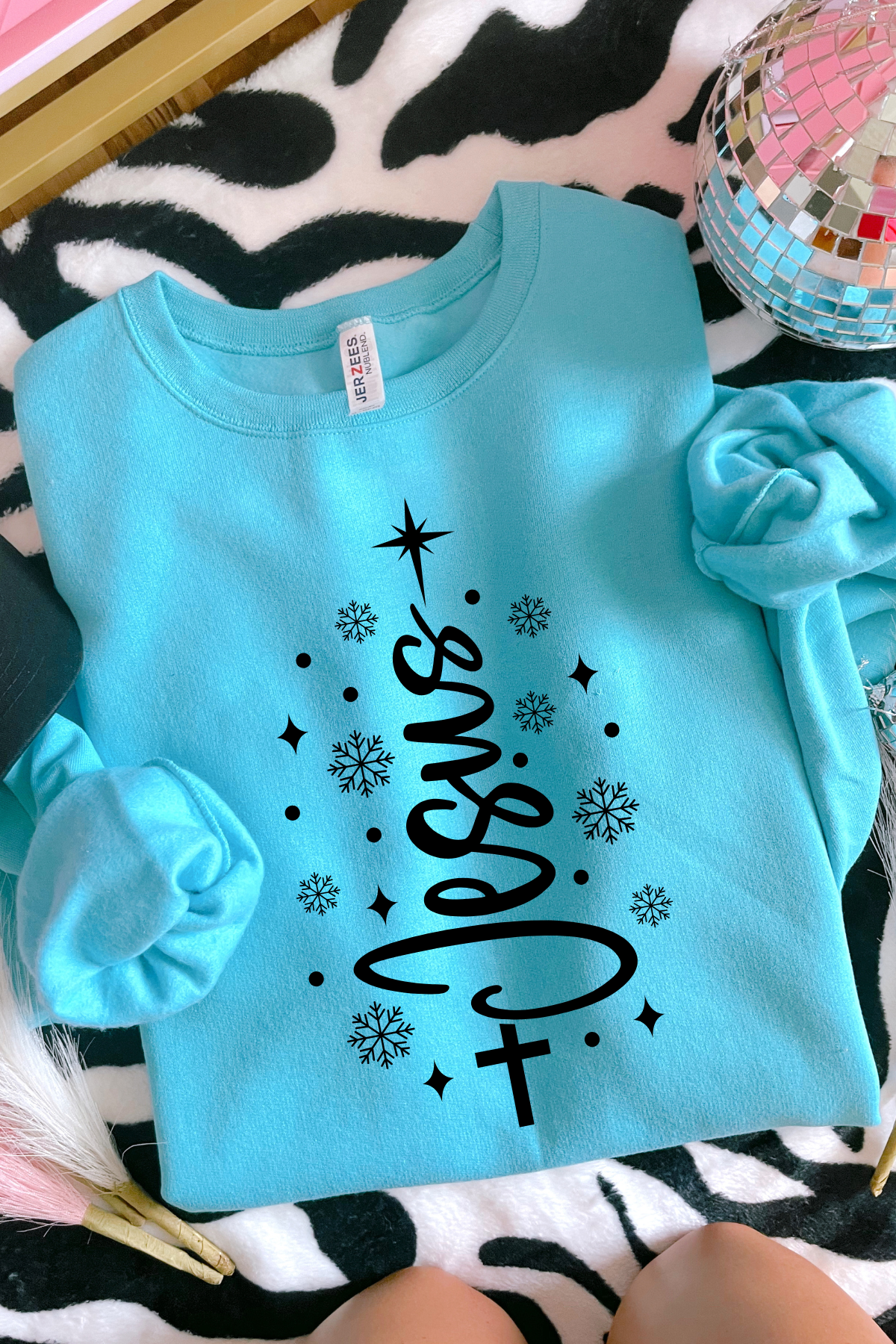 *Black Friday* Jesus Tree Sweatshirt: Scuba Blue