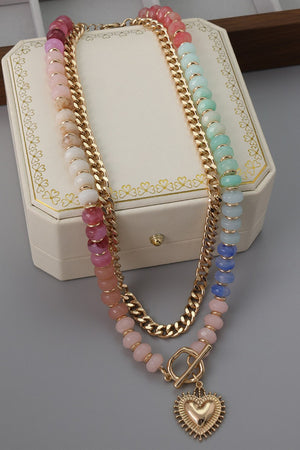 Halle Double Layer Necklace: Gold Multi