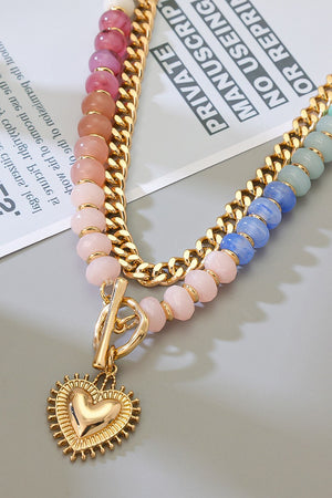 Halle Double Layer Necklace: Gold Multi
