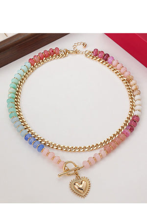 Halle Double Layer Necklace: Gold Multi