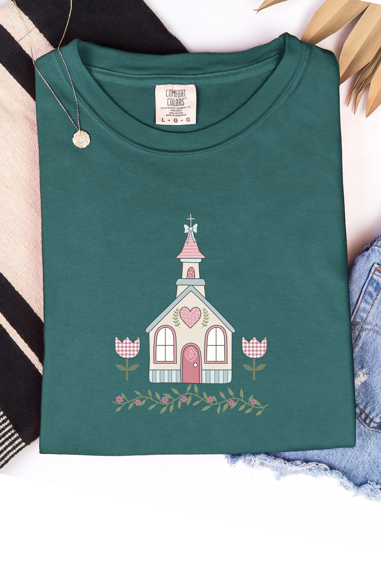 Vintage Church Tee: Blue Spruce