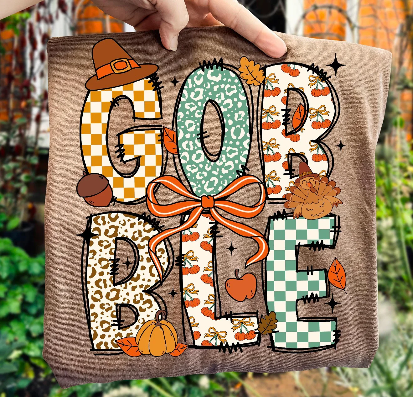 Gobble Leopard/Checkered Tee: Espresso