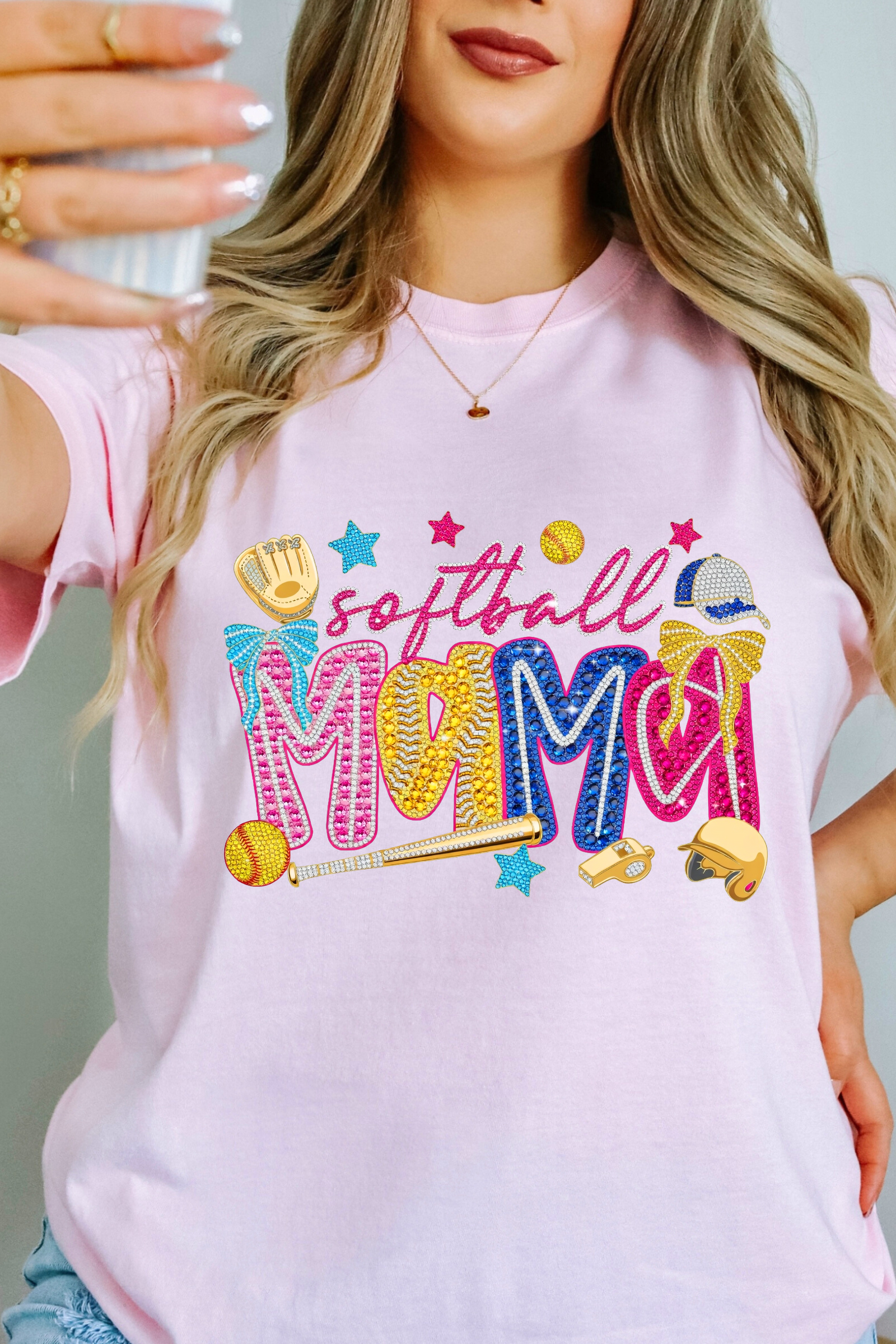 Glam Softball Mama Tee: Blossom