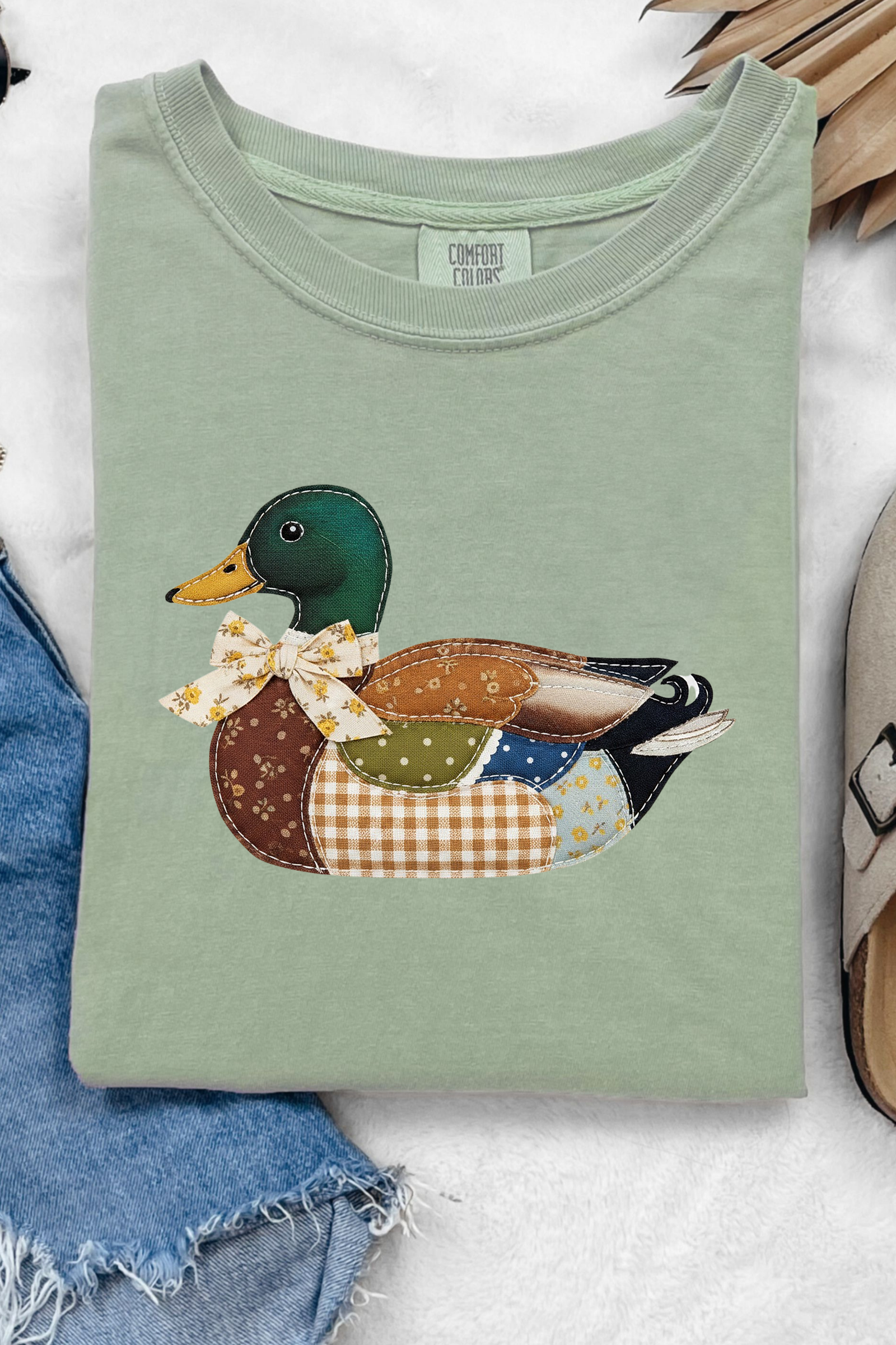 Faux Quilted Duck Tee: Bay