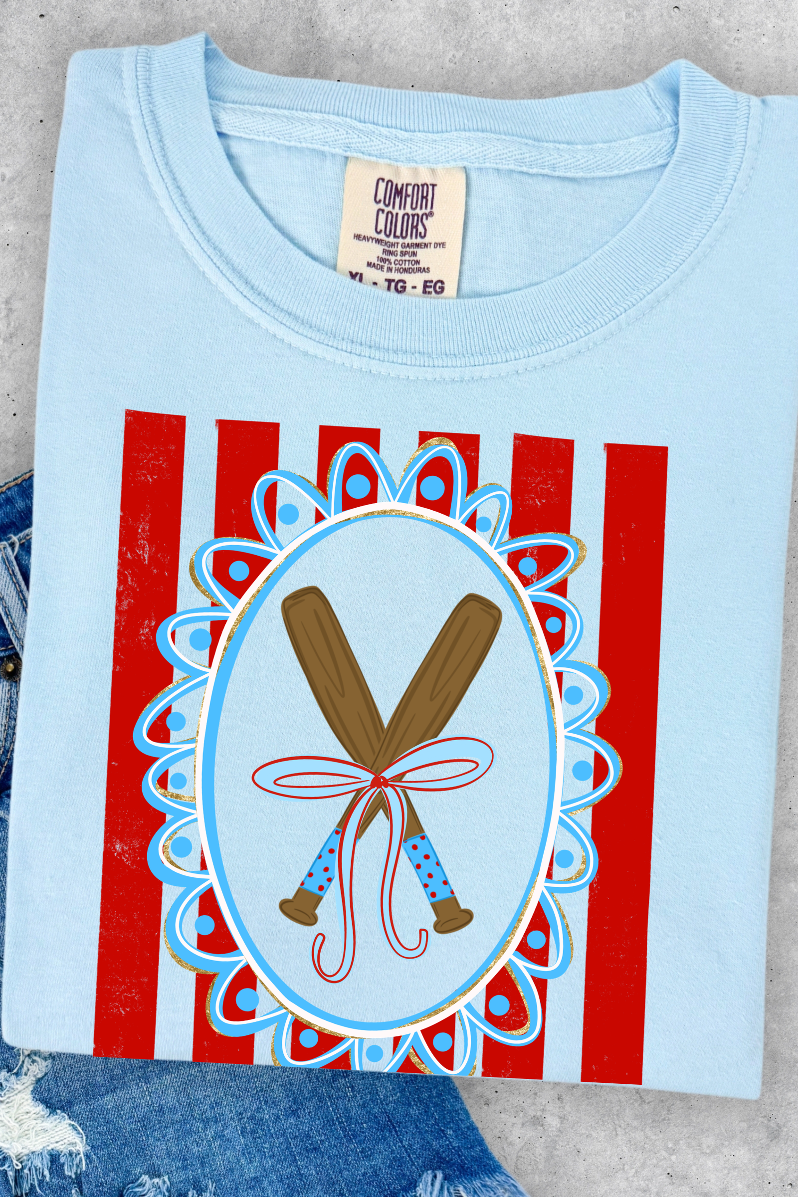 Baseball Bats Tee: Chambray