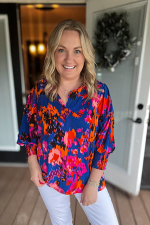 Stroke of Style Top: Blue Multi
