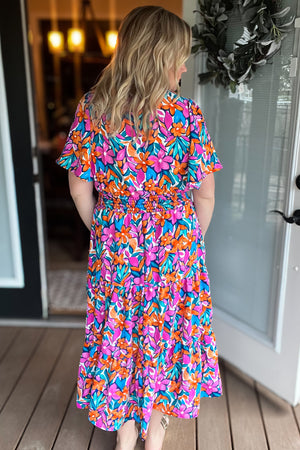 Grace Midi Dress: Fuchsia Multi