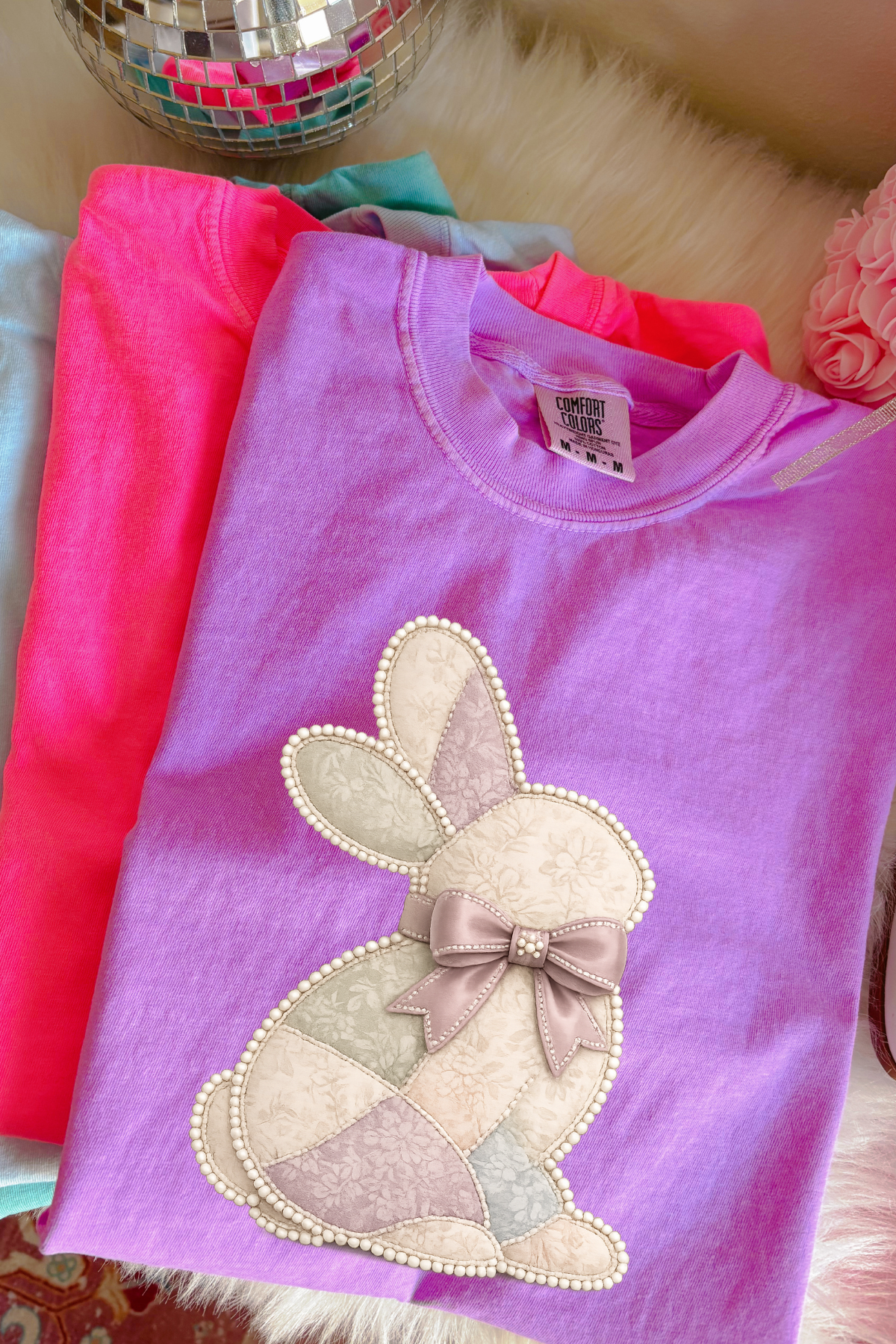Pearl Bunny Tee: Neon Violet