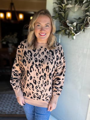 Daphne Leopard Sweater: Taupe/Multi