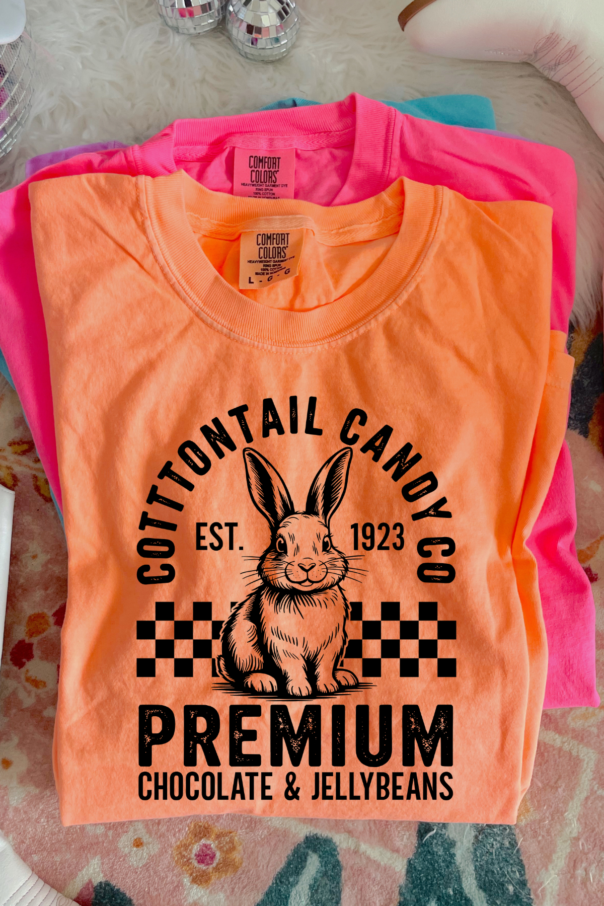 Cottontail Candy Co Tee: Neon Cataloupe