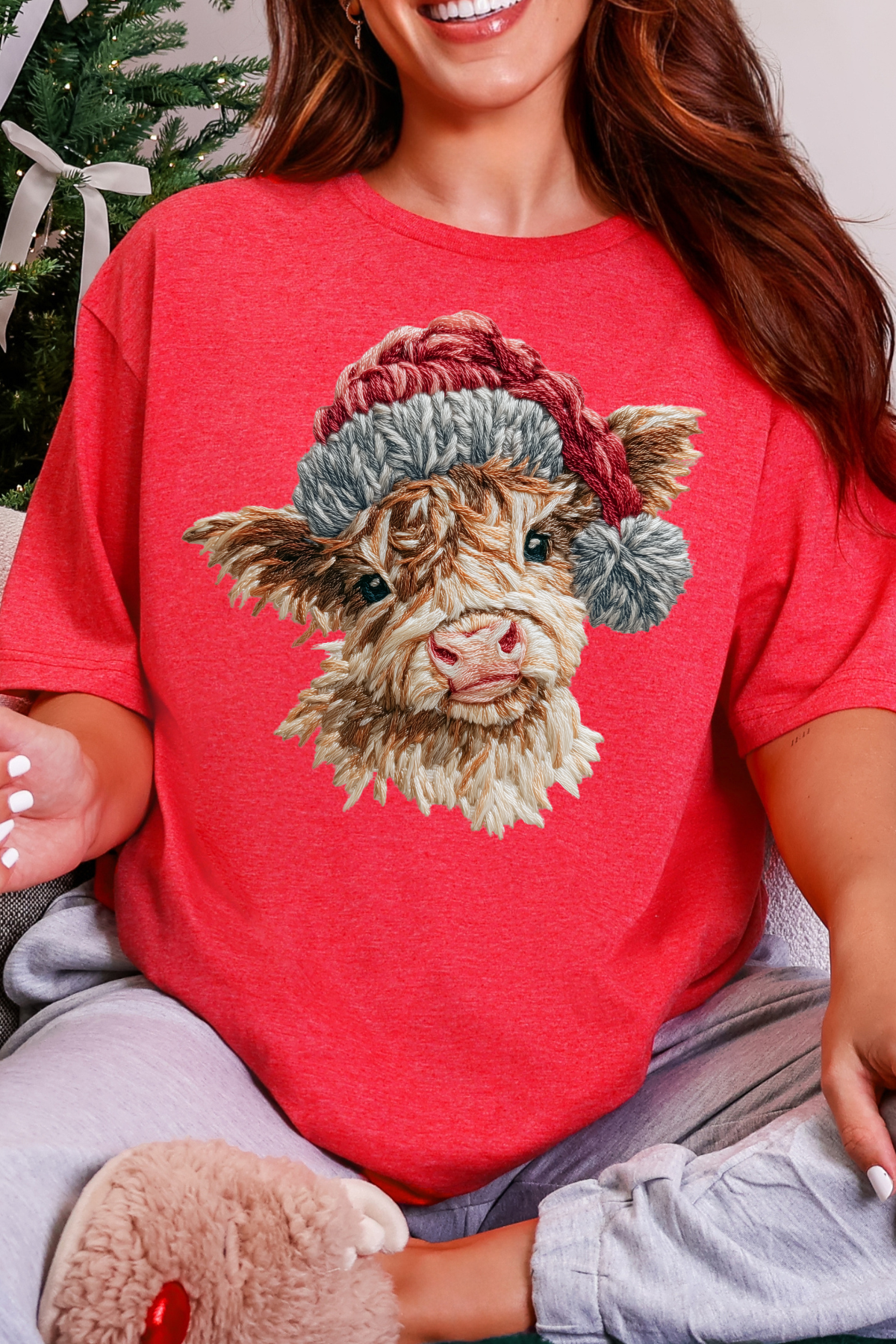 *Black Friday* Highland Cow Tee: Heather Red