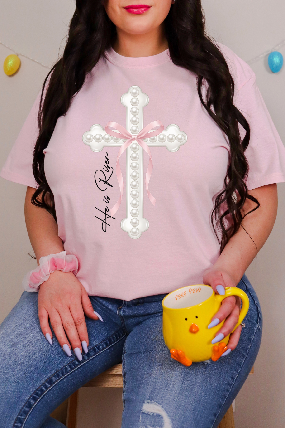 Pearl Cross Tee: Blossom