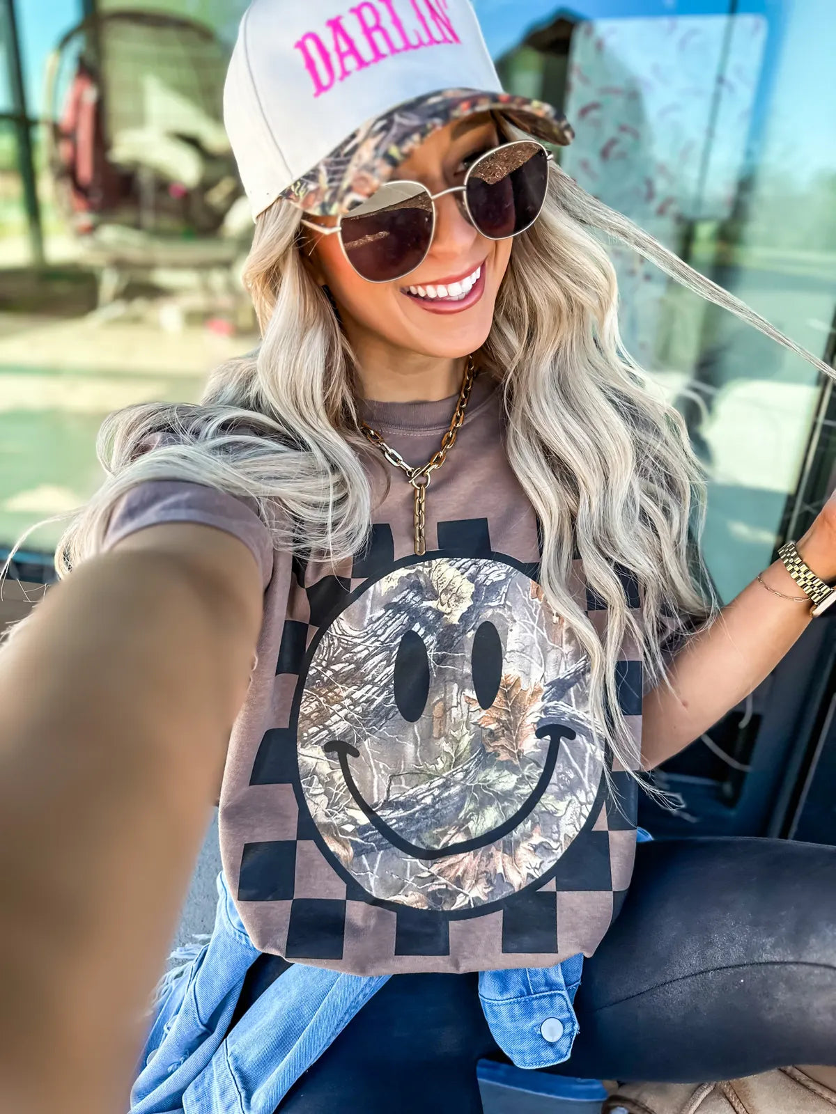 Camo Smiley Tee: Espresso