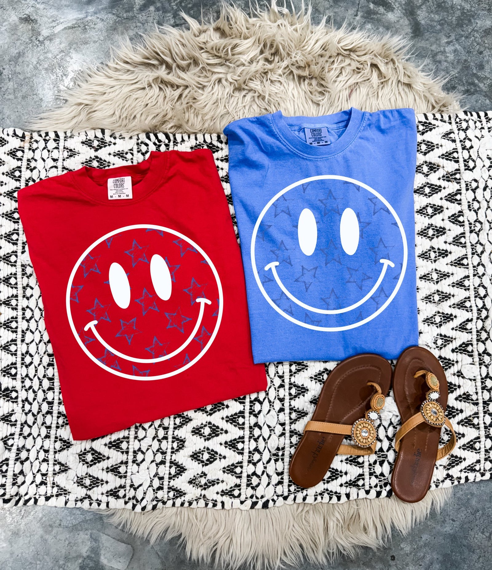 Patriotic Smiley Tee: Color Options Available