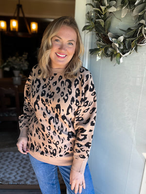 Daphne Leopard Sweater: Taupe/Multi