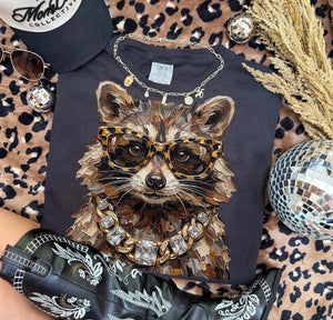 Glam Raccoon Tee: Pepper