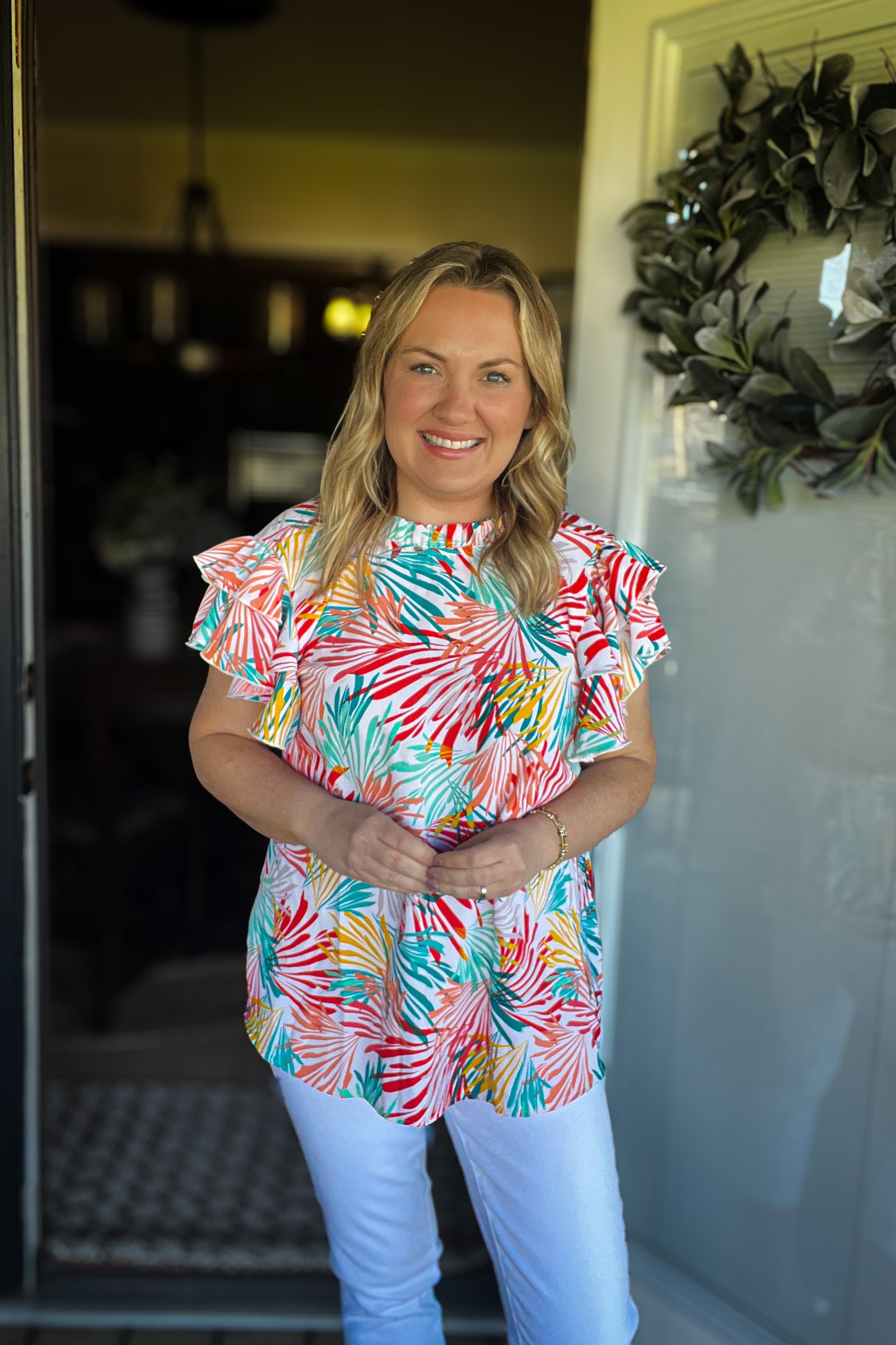 Eyes On You Top: Ivory Multi