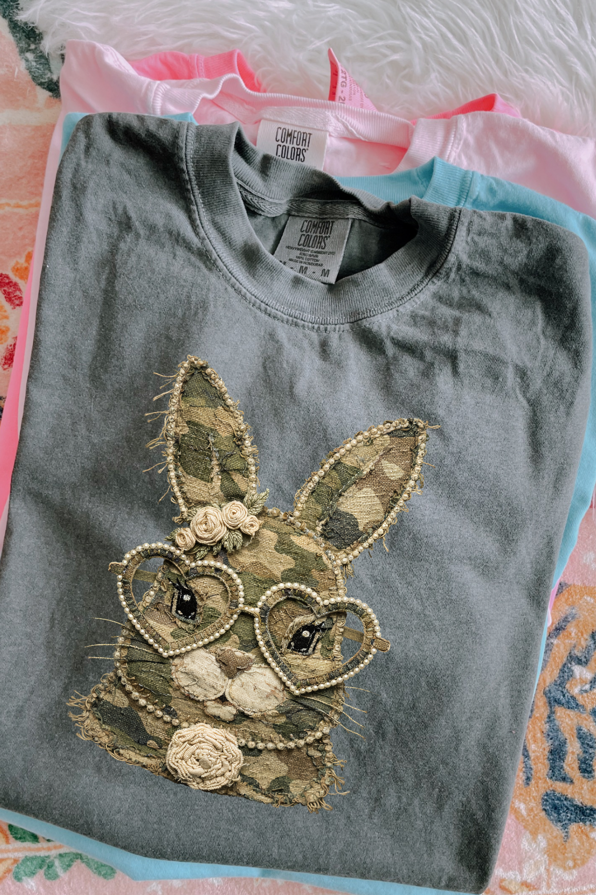 Camo Bunny with Glasses Tee: Pepper