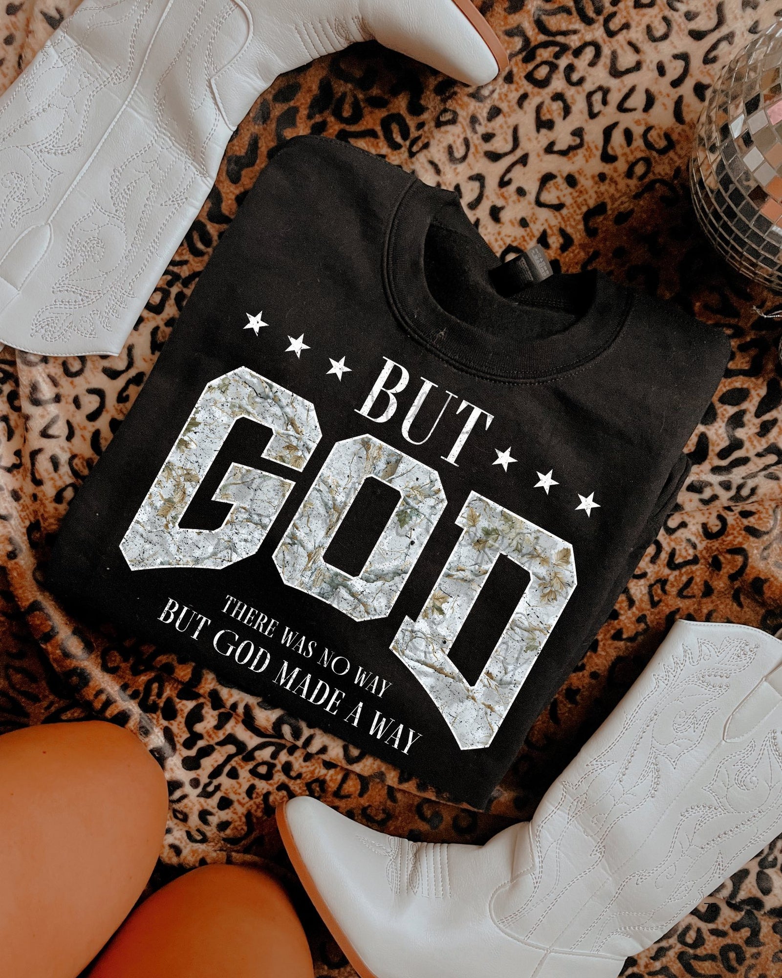 Camo But God Crewneck Sweatshirt: Black