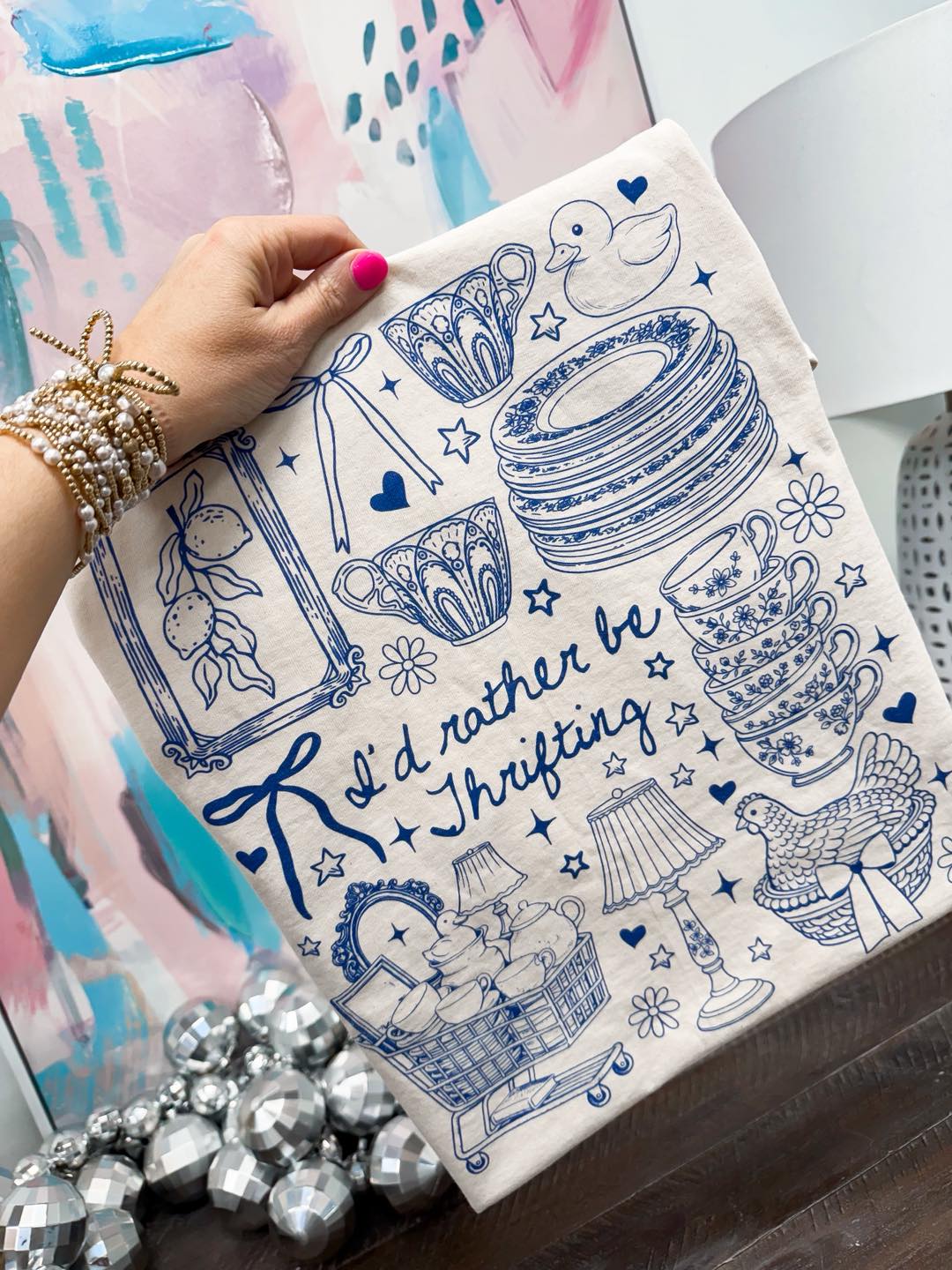 I'd Rather Be Thrifting Icons Tee: Ivory