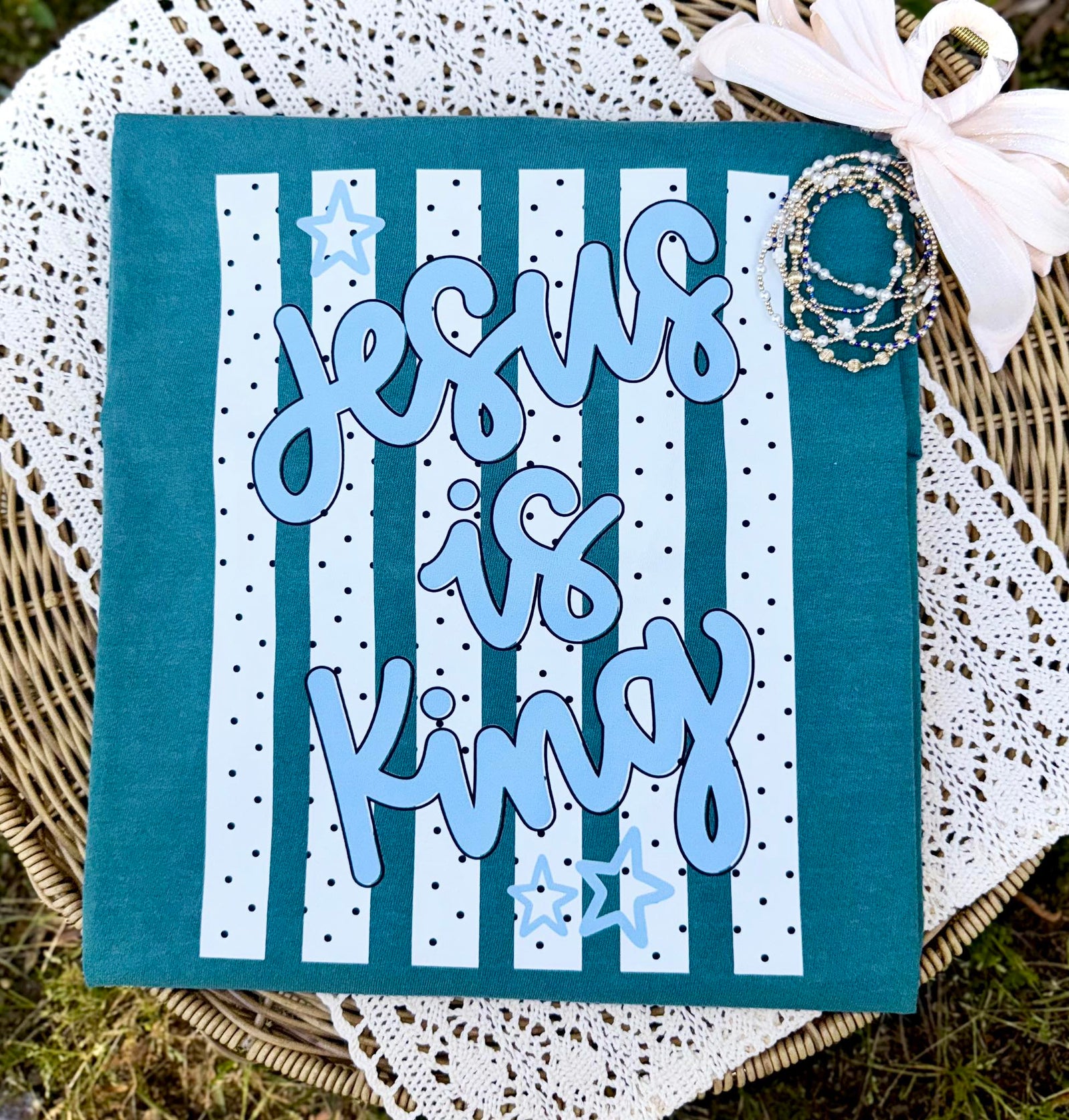 Jesus is King Tee: Blue Spruce