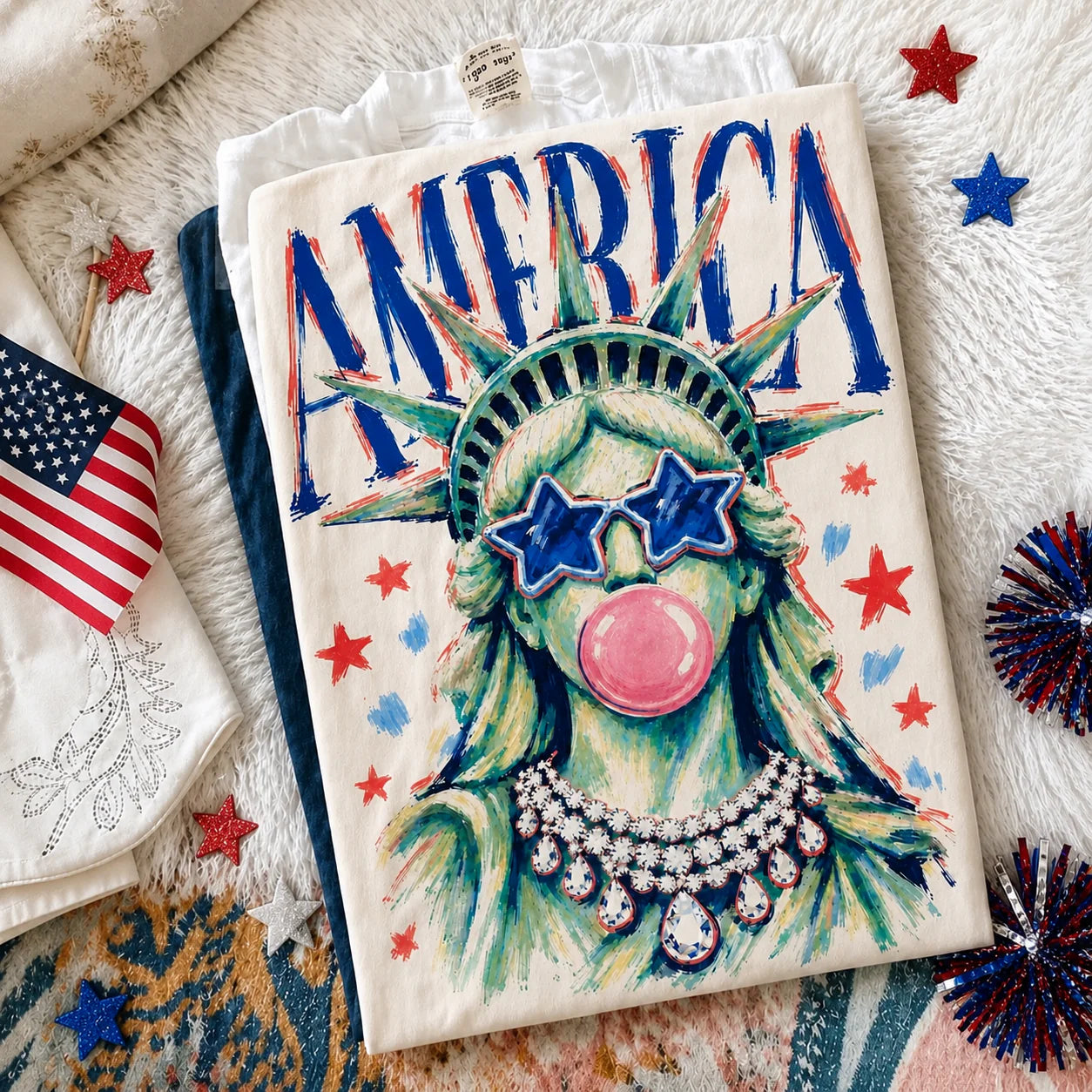 America Statue of Liberty Tee: Ivory