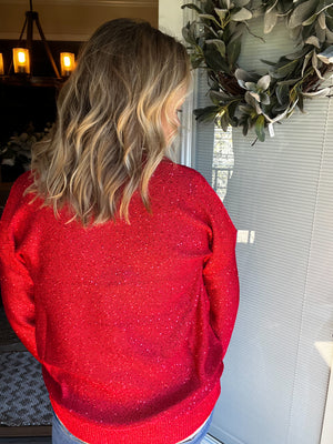 Holiday Shimmers Sweater: Red