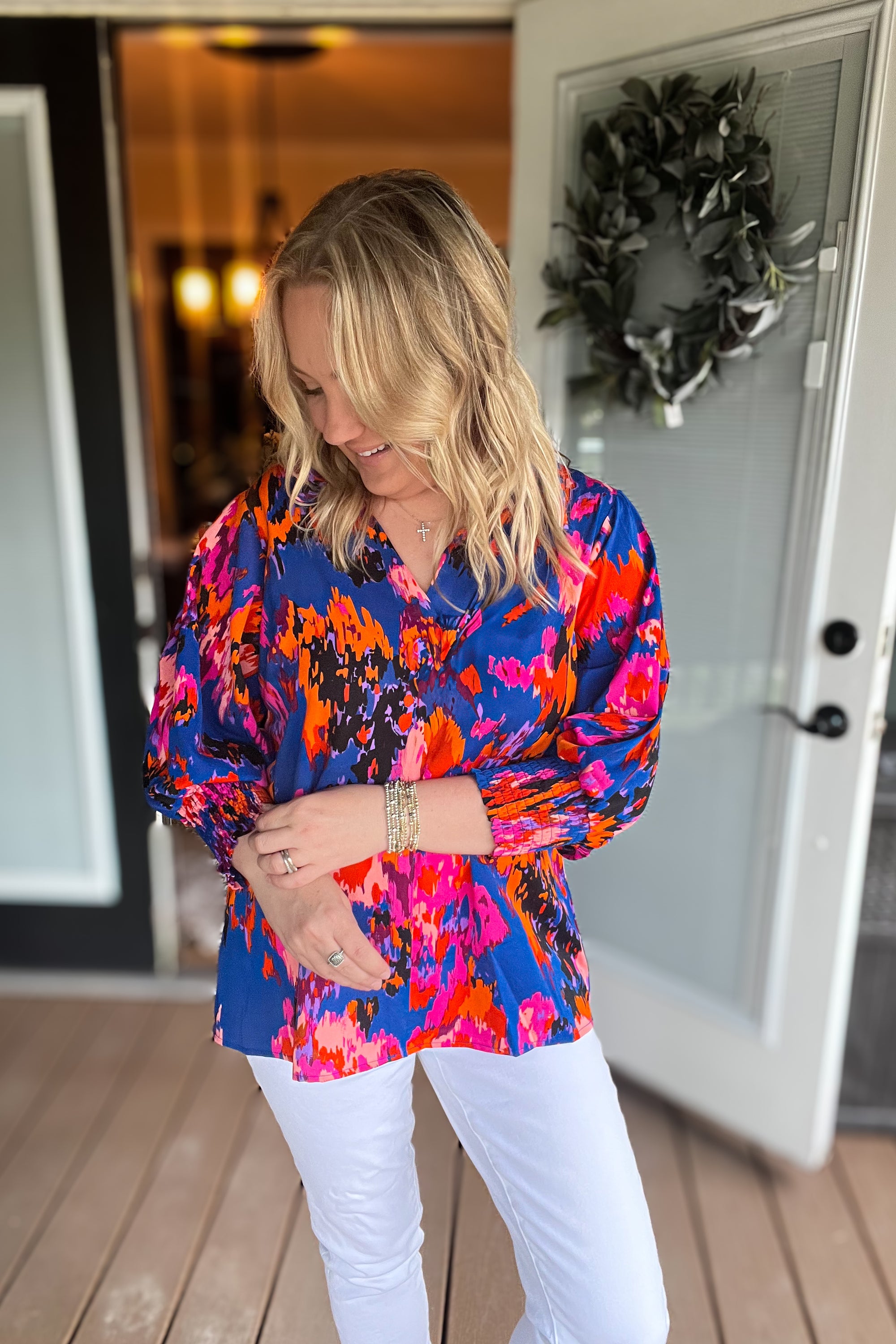 Stroke of Style Top: Blue Multi