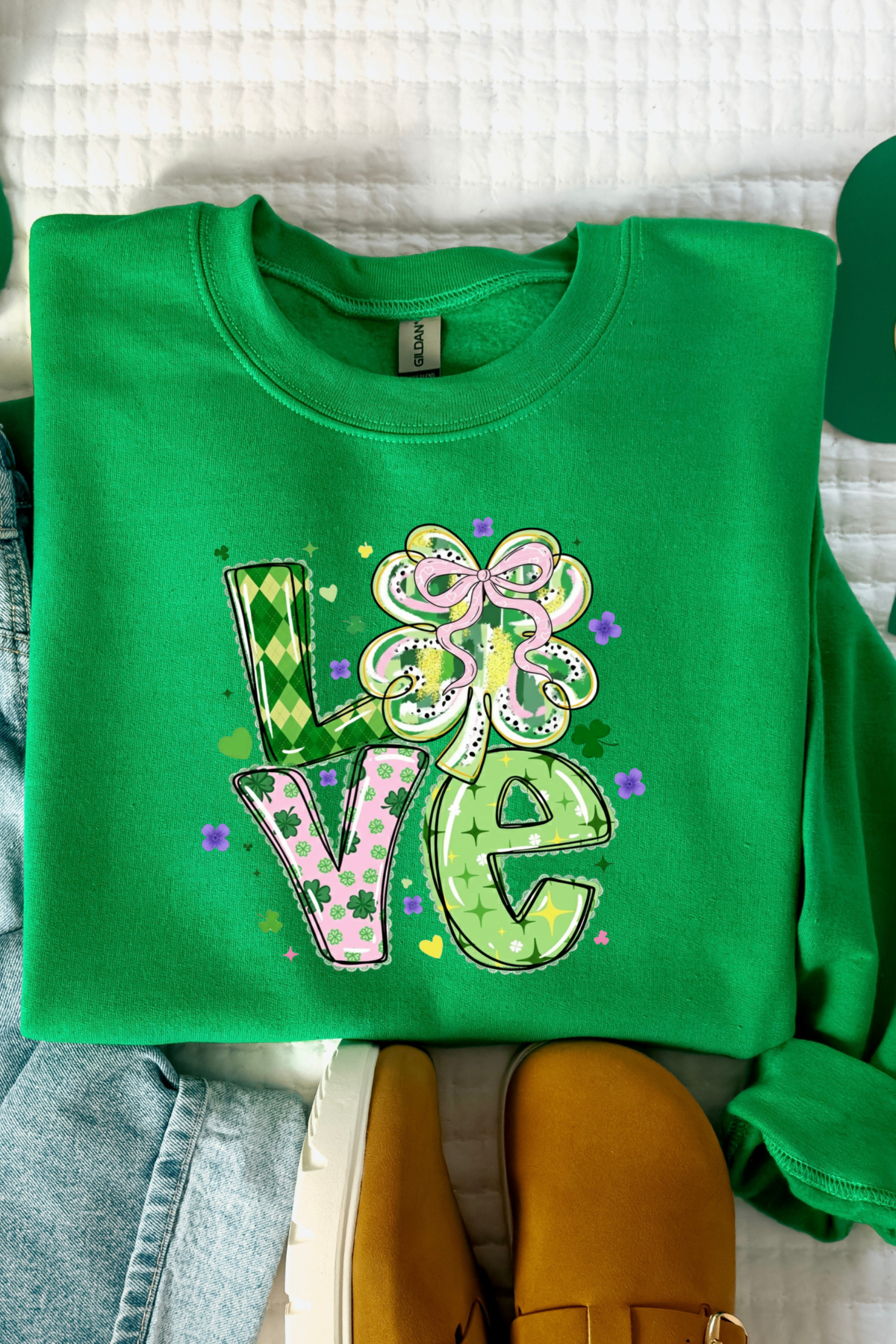 Love Shamrock Sweatshirt: Irish Green