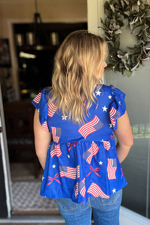 America’s Sweetheart Top: Blue Multi