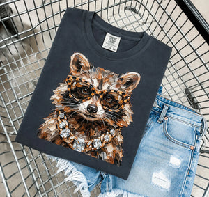 Glam Raccoon Tee: Pepper