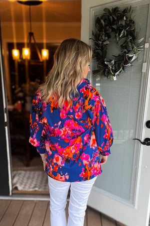 Stroke of Style Top: Blue Multi
