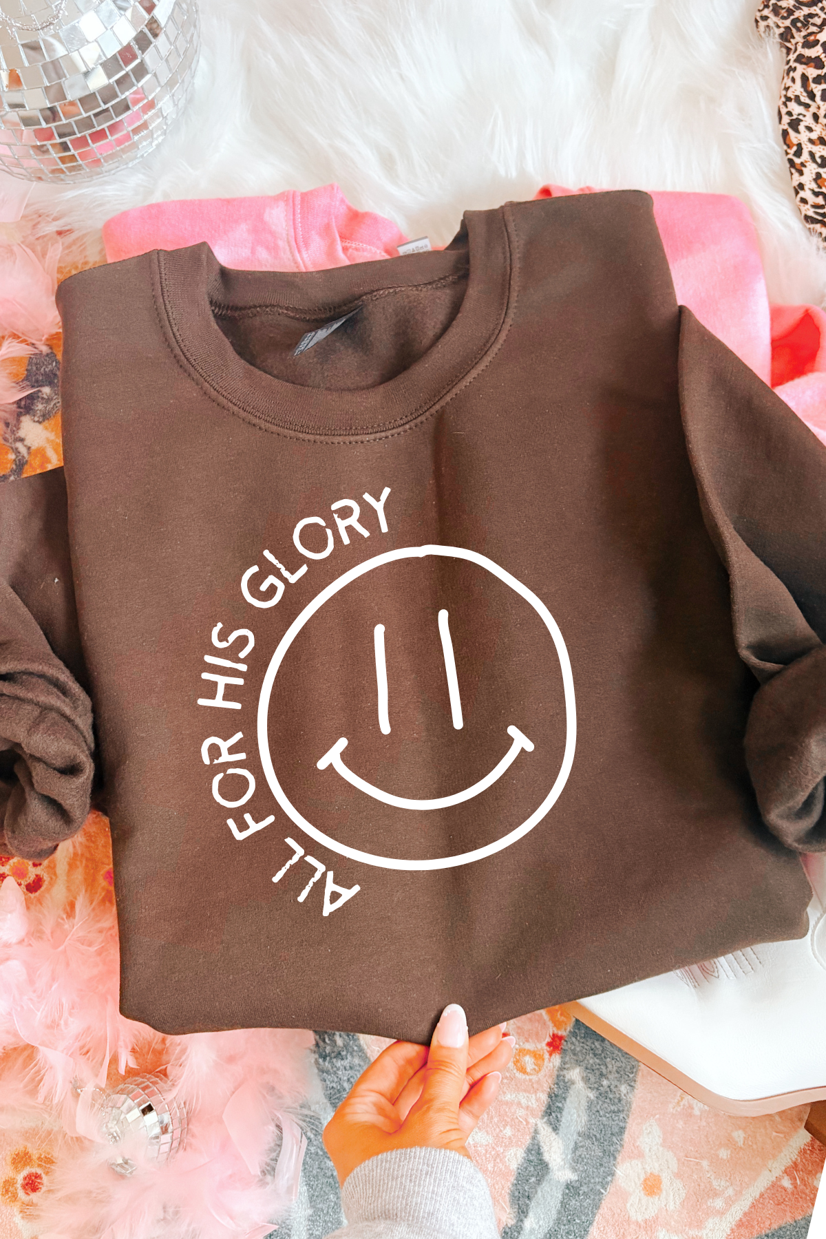 All For His Glory Sweatshirt: Chocolate