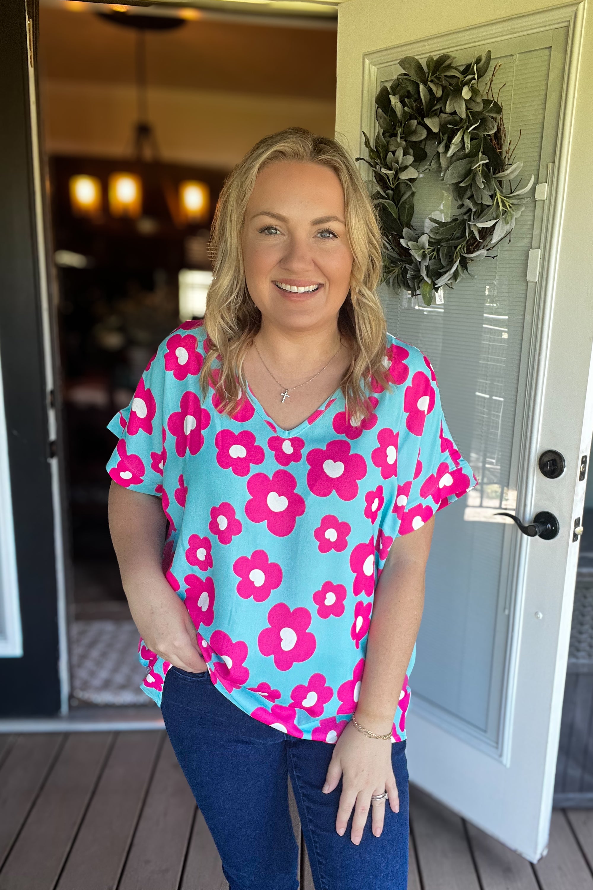 Spring Fling Top: Blue/Pink