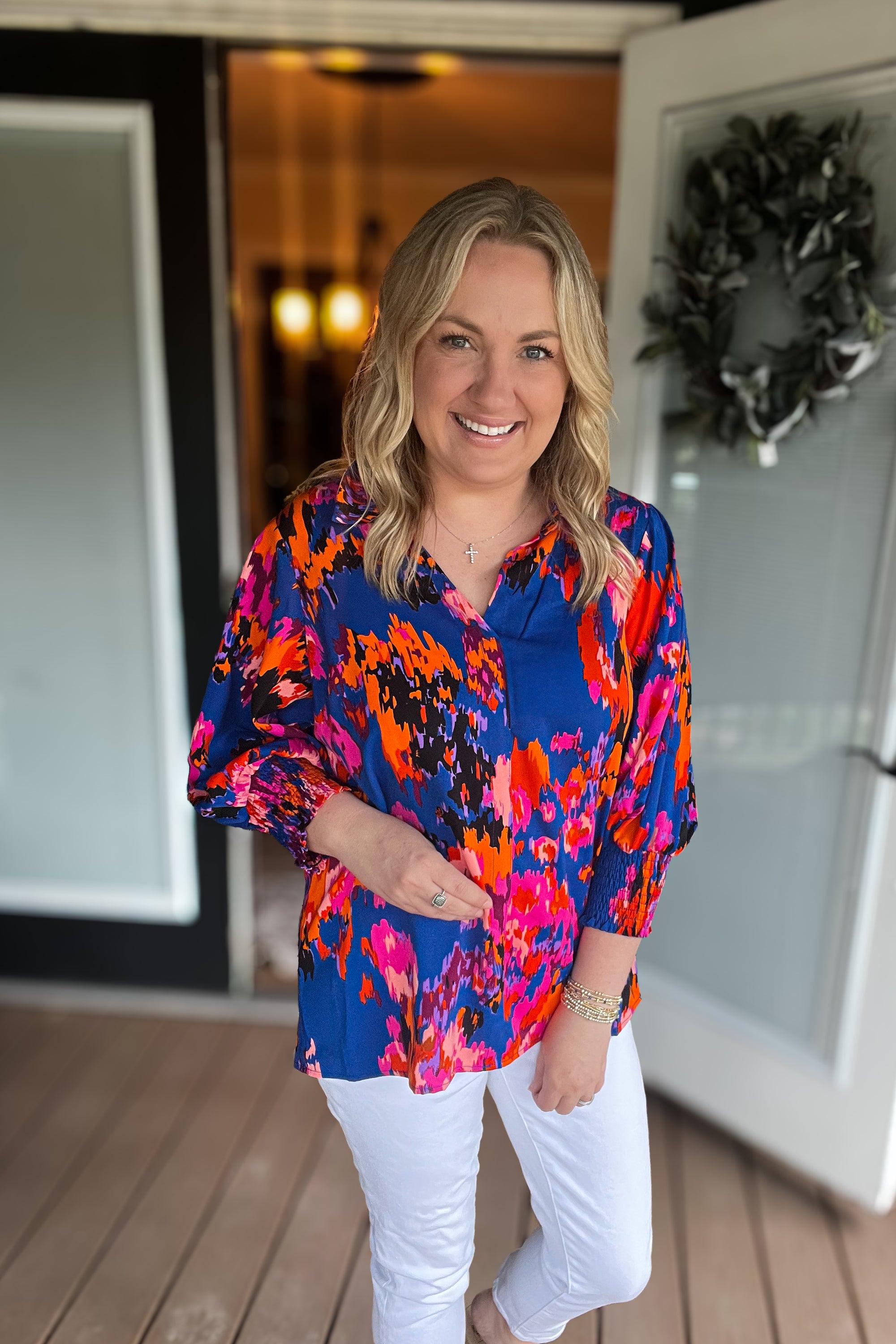 Stroke of Style Top: Blue Multi
