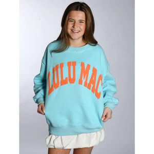 LULU MAC Sweatshirt: Light Blue/Coral