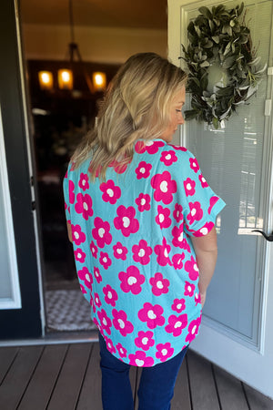 Spring Fling Top: Blue/Pink