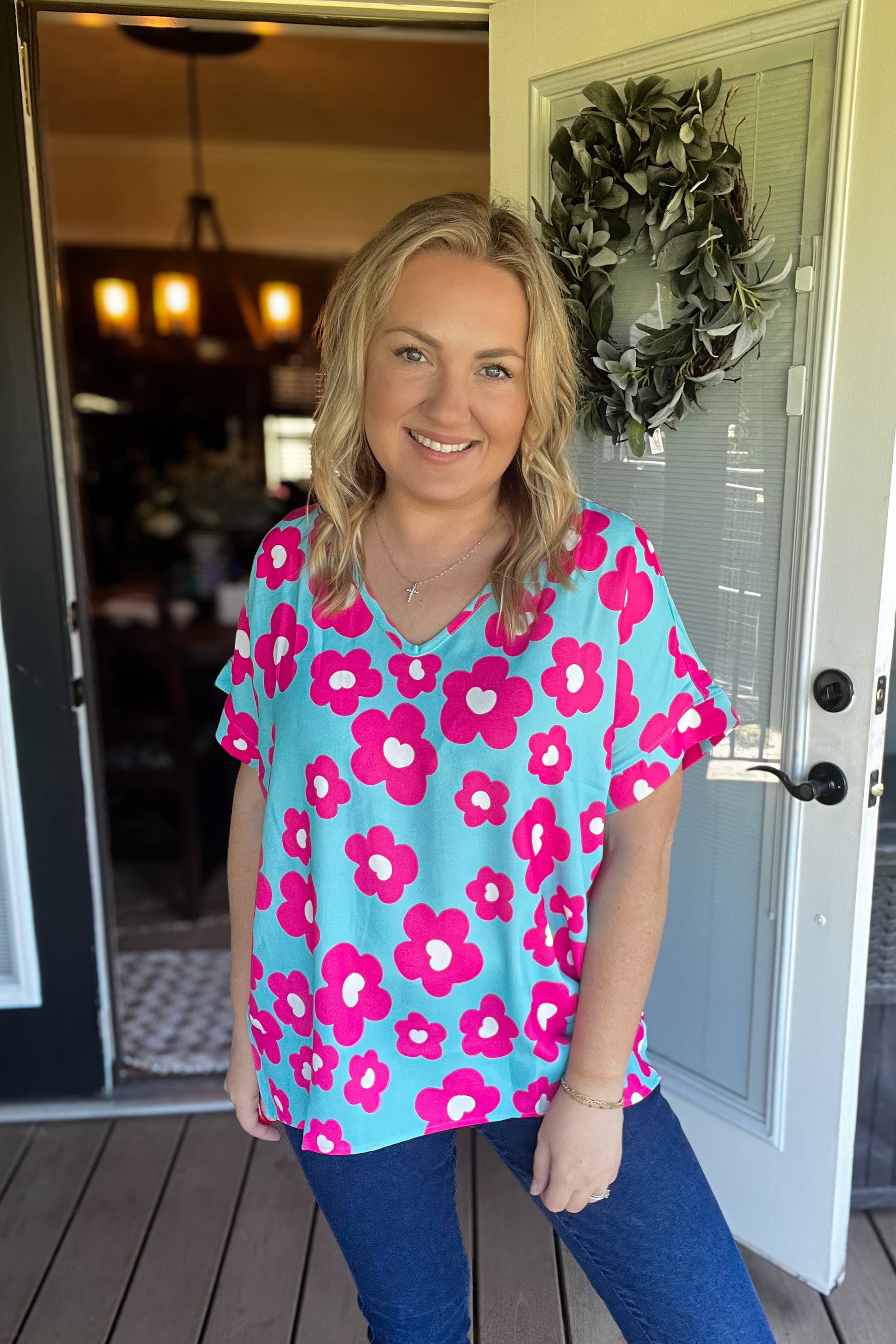 Spring Fling Top: Blue/Pink