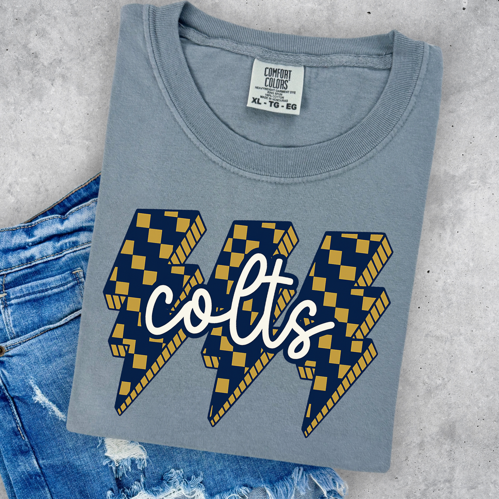 Colts Lightning Bolt Tee: Granite