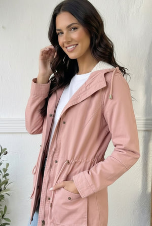 Blush & Go Utility Lined Snap Close Jacket