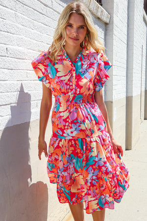 The Coral Coast Midi Dress: Multi